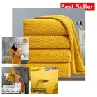 Quick Dry 600 GSM Yellow Bath Towels Set - 4 Ultra Absorbent Microfiber Sheets