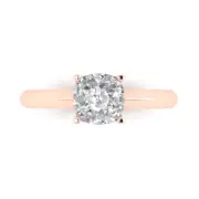 14K Rose Gold Solitaire Promise Ring, 1.5 ct Cushion Cut Simulated Diamond