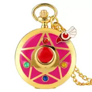 Fashion Quartz Pocket Watch Analog Cardcaptor Sakura Necklace Chain Full Hunter
