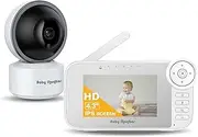 Video Baby Monitor with Camera and Audio, Cry Detection, Temp. Sensor, Night Vision, 4.3" Screen, 10 Lullabies, Baby Feeding Alert, Digital Zoom, Non-WiFi Baby Camera Monitor for Newborn Baby, Elder