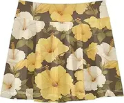 [FRODOTGV] Retro Hibiscus Flowers GirlsTennis Skort with Shorts Golf Skort for Little Girl Pleated Skirts for Kids