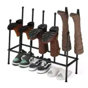 Black Metal Boot Rack for 6 Pairs Boots, Invertered Boot Rack Organizer For