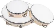 Mikinona 3pcs Wooden Boys and Girls Tambourine Hand Percussion Instruments for Preschoolers