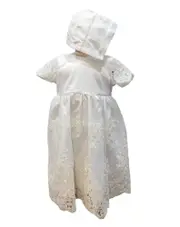 Christening - Anna White Satin & Sequined Lace Dress