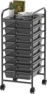 SimpleHouseware 8 Drawer Craft Storage Cart Trolley, Black