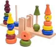 Remeehi Balance Seesaw Toy Kids Wooden Creative Jigsaw Puzzle Gifts Seesaw Tumbler Toys for Children Wooden Toys