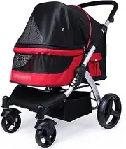 Foldable Pet Stroller 600D Oxford Cloth Dog Stroller Pet 4-Wheeled Trolley Shockproof Durable Stroller Adjustable Direction Cat Stroller