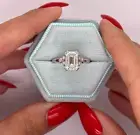 3 CT Emerald Cut Moissanite Cluster Shank Engagement Ring For Her 14K White Gold