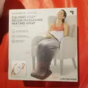 Sharper Image Calming Cozy Massaging Heating Wrap Grey with Sherpa Lining
