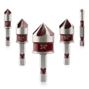 5PCS Countersink Drill Bit Set,82Degree 5 Flute HSS Countersink Bit, 1/46984