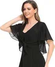 [Yetoun] Womens Shrug Chiffon Shawl Wraps Open Front Tie Top Cardigan for Evening Dress