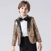 Boys Kids Sequin Suits Jacket Blazer Coat Piano Show Presenter Fancy Dress Cute