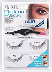 [Ardell] Deluxe Pack - Style 110, 2 x Pairs of Real Hair Eyelashes with Duo Eyelash Glue and Applicator for Applying False Eyelashes, the Original for Fake Lashes