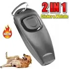 Pet Dog Clicker Trainer Obedience Training Aid Wrist Puppy Button Recall Whistle