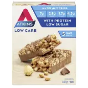Atkins Day Break Bar Chocolate Hazelnut Crisp 37g X 5 (Expiry 31.10.2025)