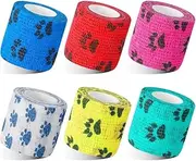 Self-Adhesive Bandage Dog Vet Wrap, 6 Roll Pet Vet Wrap Cohesive Bandages,Dogs Elastic Bandage Wrap Tape for Wrist Ankle Sprains, 5cm x 4.5m
