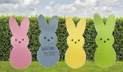 Set of 4 - Bunny Peeps - Hand Painted Wooden Yard Art - Easter or Spring