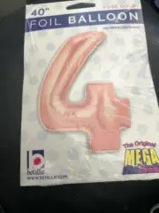 40" Number 4 - Rose Gold Megaloon Foil Mylar Balloon Pack of 1 by Betallic New!!