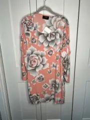 NWT Bob Mackie Wearable Art Floral Roses Cut Out Tunic Dress womens plus size 2X