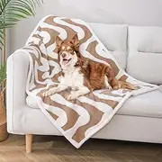 BEAUTYZOO Waterproof Dog Blankets for Medium Large Dogs Washable- Reversable Dog Blanket for Furniture, Sofa, Couch, Crate, Car- Soft Sherpa Dog Throw Plush Pet Bed Blanket Cat Puppy, 32"x40" Brown