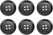 sourcing map 6pcs Sewing Button 30mm (1.18") 4 Holes Resin Round Craft Replacement Buttons for Clothing DIY Crafts Decoration, Black