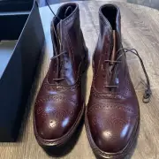 Allen Edmonds Hamilton Cap-Toe Brown Tumbled Oxford Dress Boot 4327 Mens 11.E