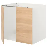 ENHET base cabinet for sink w doors, white/oak effect, 80x62x75 cm