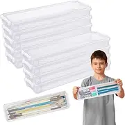 Suclain 10 Pcs Long Extra Large Plastic Stackable Storage Organizer - Large Capacity Office Supply Box Pencil Holders Container for Craft Art Supplies Drawing Tools Crayon Storage