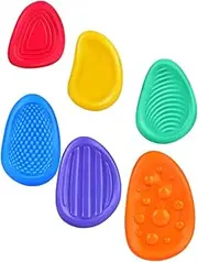 DINHEAROM 6pcs Sensory Stone Silicone Worry Stone For Kids Teens Calming Down Fidgets Classroom Stress Toys Stocking Stuffer For Toddlers Adults