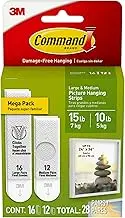 Command Large and Medium Picture Hanging Strips Mega-Pack, 28-Pairs: 12-Medium, 16-Large, Decorate Damage-Free