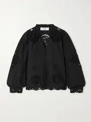 [Sea] Sea - Edith Broderie Anglaise-trimmed Cotton And Linen-blend Blouse - Black - xx small xx small Black