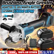 Brushless Cordless 125mm 5'' Angle Grinder With Battery Charger For Makita 18V