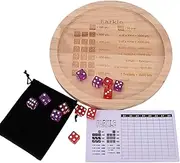 SHICANGSHIYE 9.8-Inch Wooden Farkle Dice Tray with Pearl Dice, Farkle Score Pad, and Velvet Dice Pouch – Classic Dice Game Set for Easy Reference Rules