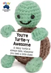 Handmade Mini Crochet Turtle Plush - Australian Wool Stress Relief Companion wit