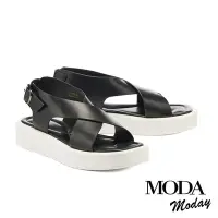 在飛比找Yahoo奇摩購物中心優惠-涼鞋 MODA MODAY 個性俐落交叉後繫帶厚底涼鞋－黑