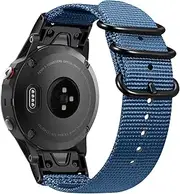 Fintie for Garmin Fenix 5 Band, Soft Woven Nylon Sport Strap Replacement Wristband with Metal Buckle for Garmin Fenix 5/Forerunner 935 Smart Watch, Navy Blue