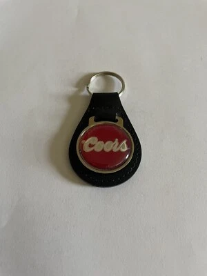 Coors Keychain Key Fob Vintage Black Leather Key Chain
