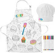 TOVLA JR. Apron Gift Set for Kids with Pocket for Boys and Girls, Comfortable Cotton Canvas for Baking and cooking