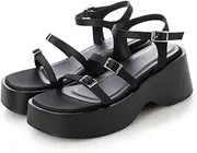 [EVOL] Evor Women's Sandals, Lightweight Platform Square Belt Sandals