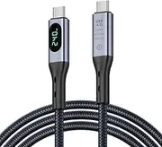USB 4 Cable with LED Display, Supports 8K Video, 40Gbps Data Transfer, 240W USB C to USB C Charging Cable, Compatible with lPhone 16,MacBook,Thunderbolt 3,Monitor,Docking Stations（1.0m）