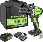 Greenworks 24V Cordless Brushless 1/2" Drill Driver (Metal Chuck /800 in.-lbs. /21 Clutch Position/LED Light), 4Ah USB (Power Bank) Battery and Fast Charger Included