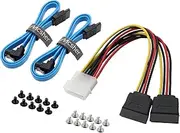 Mcsher 20" Inch 6Gbps SATA 3 Data Cable Power Splitter Cord Mounting Screws Set SSD/SATA Hard Drive Connection Kit