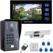 Touch Key 7 Lcd RFID Password Video Door Phone Intercom System Kit+ Electric Str