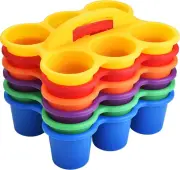 ALINK 6 Pack Classroom Caddy Storage Basket with Handle, Plastic Drink Cup Caddy