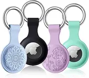 Getino for Apple Airtag Holder Air Tag Case Keychain, Silicone Tracker Keyring Protective Engraved Case, for Keys, Bags, Luggage, Pet Collars, Anti-Lost and Scratch-Resistant Cover for Apple Air Tags