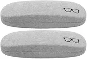 [ABAJI] Eyeglasses Case 2PCS Reading Glasses Box Fiberflax Hard Shell Lint Lining Snap Close Men Women Sunglassses Organizer