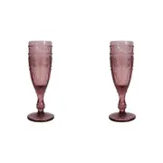 2x LVD Stemmed 20cm Champagne Flute Glass White Wine Party Glassware Cup Pink