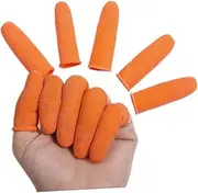 ibasenice Flexible Stretchy Finger Cots 100pcs Orange Finger Protectors Non-slip Finger Sleeves for Teachers Crafters and Nail Artists