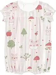 [miaozhen] Baby Rompers For Girl Ruffle Sleeve Bodysuit Jumpsuit Cotton Unisex Infant Bodysuit 12M Animal Cartoon Blush Color Stripe vestidos de bebes 3 a 24 meses, Animal Cartoon Blush Color Stripe