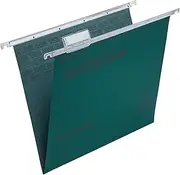 Rexel A4 Suspension Files with Tabs and Inserts for Filing Cabinets, 15 mm V Base, 100 Percent Recycled Manilla, Green, Crystalfile Classic, Pack of 50, 78045